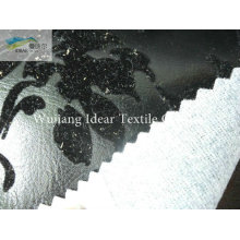 Brilhante prata reunindo-se em relevo PU couro tecido/falso PU couro tecido
